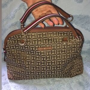 Tommy Hilfiger Brown Monogram Satchel